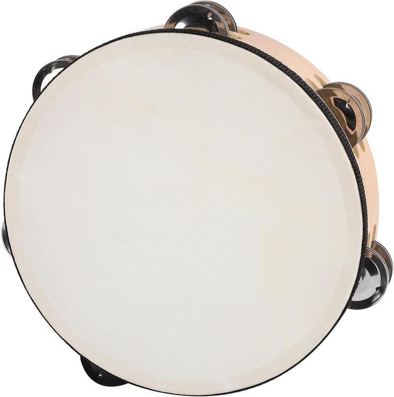 BGMUSER 8 Inch Goatskin Tambourine With Beech Drumshell 6 Pairs of Metal Jingles Hand Held Drum for Adults Dance Church Games KTV Party - Image 1